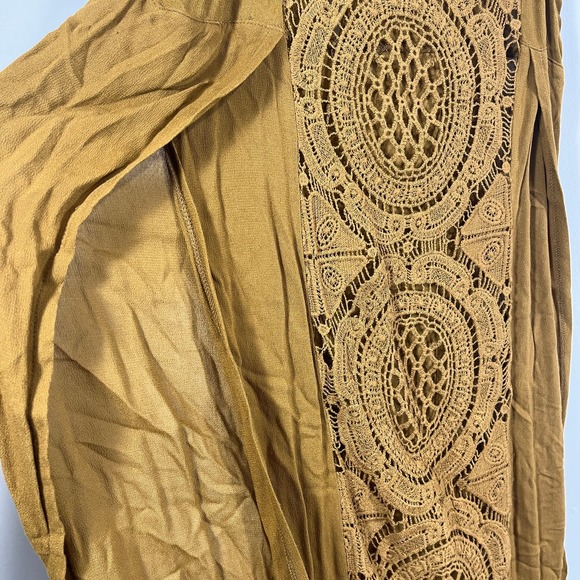 Willow Clay Women's Small Harvest Gold Embroidered Long Split‎ Side Tunic Tank - Picture 4 of 7